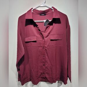 NWT Lotusmile woman's button‎ up front Blouse